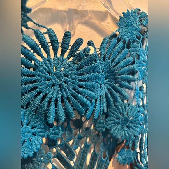 Free People x Saylor Presley mini party dress in aqua teal - Picture 8 of 10